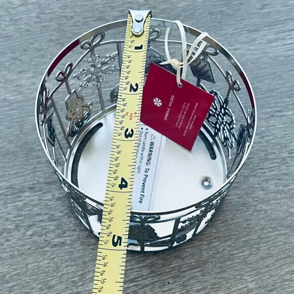 Christmas Silver Winter Cutout Candle Holder Sleeve - Picture 2 of 3